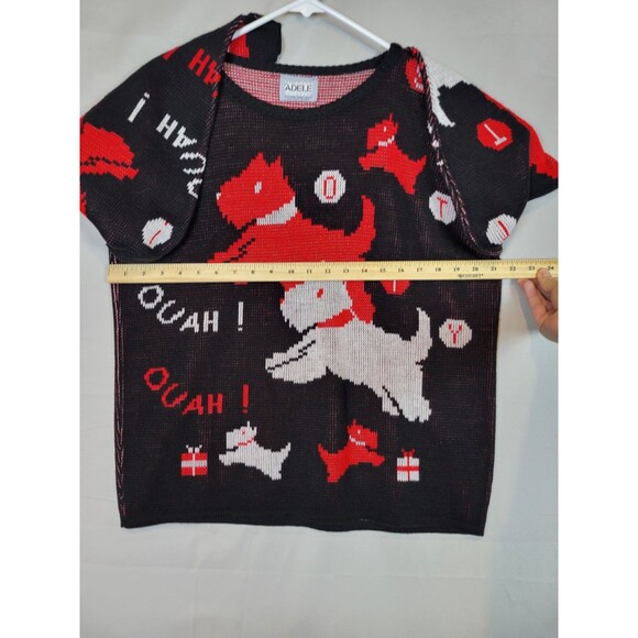 Vintage 90s Adele Knitwear Scotty Dog Sweater Womens Large Whimsical Fun Novelty - Picture 3 of 7